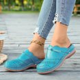 thumbnail image 3 of Mules for Women Thick Sole Orthopedic Sandals Splice Leather Closed Round Toe Hollow out Slip on Slides Walking Shoes Sky Blue Size 8, 3 of 6