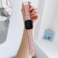 thumbnail image 5 of Wave Grain Compatible with Apple Watch Band 49mm 45mm 44mm 42mm, Genuine Leather Band Replacement Strap Compatible with iWatch Ultra 2/1 Series 9/8/7/6/5/4/3/2/1/SE2/SE,Pink, 5 of 7