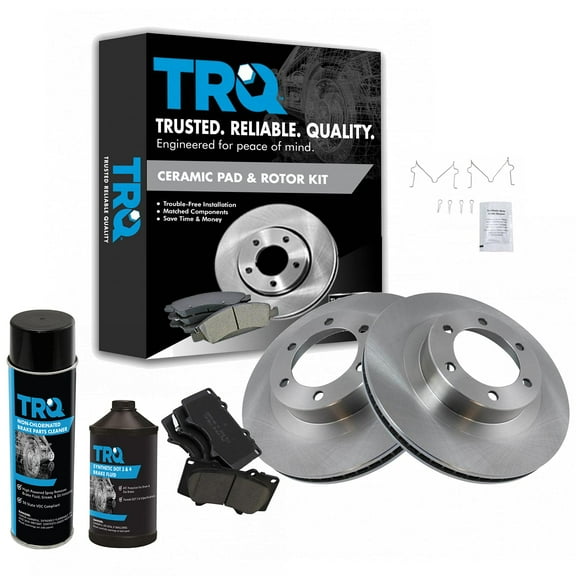 TRQ Front Posi Ceramic Disc Brake Pad & Rotor Kit w/Chemicals for 4Runner GX470 BKA16516 Fits select: 2003-2009 LEXUS GX, 2003 TOYOTA 4RUNNER SR5/SPORT