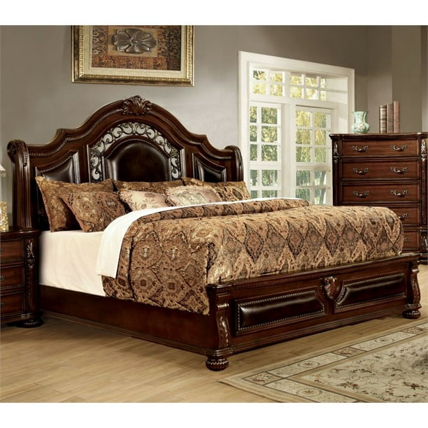 Furniture Of America Eleo Traditional, Leather Panel Bed