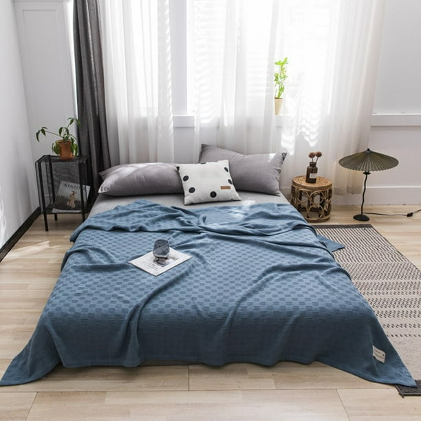 Manta térmica de algodón tamaño individual | Manta ligera y transpirable | Manta suave y cómoda para todo tipo de clima | 150 x 100 cm (59 x 39 pulgadas) | Café, rosa, gris, amarillo, azul y verde