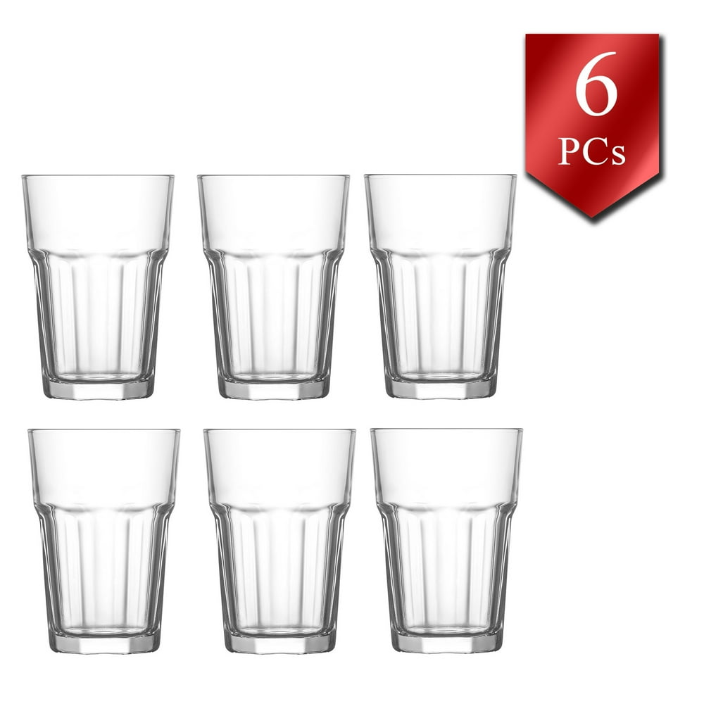 LAV Drinking Glasses Set of 6, Double Wall Glasses Tumbler, Durable