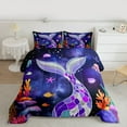 thumbnail image 2 of Feelyou Ocean Mermaid Teens Full Size Comforter Sets, Purple Starry Sky Bedding Sets, 3pcs, 2 of 8