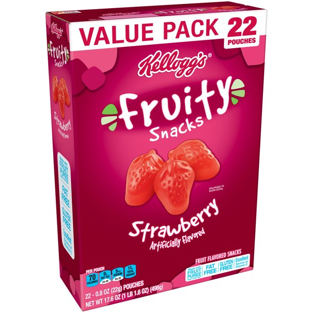 Kellogg's Strawberry Fruity Snacks Pouches, 0.8 oz, 22 Count Walmart