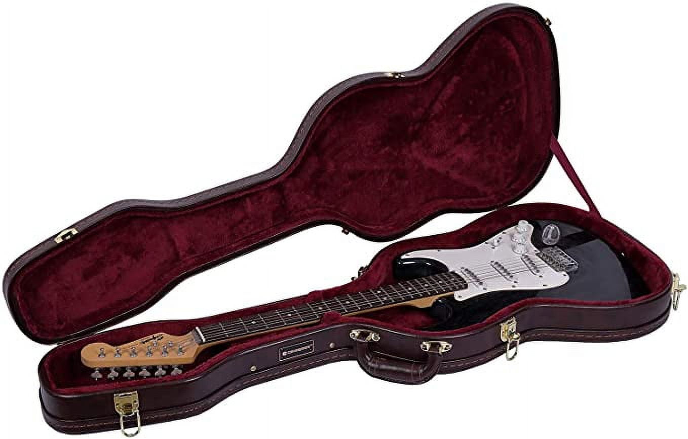 Crossrock Wood Case fits Right-Hand Precision Bass Style Guitars-Vintage Brown
