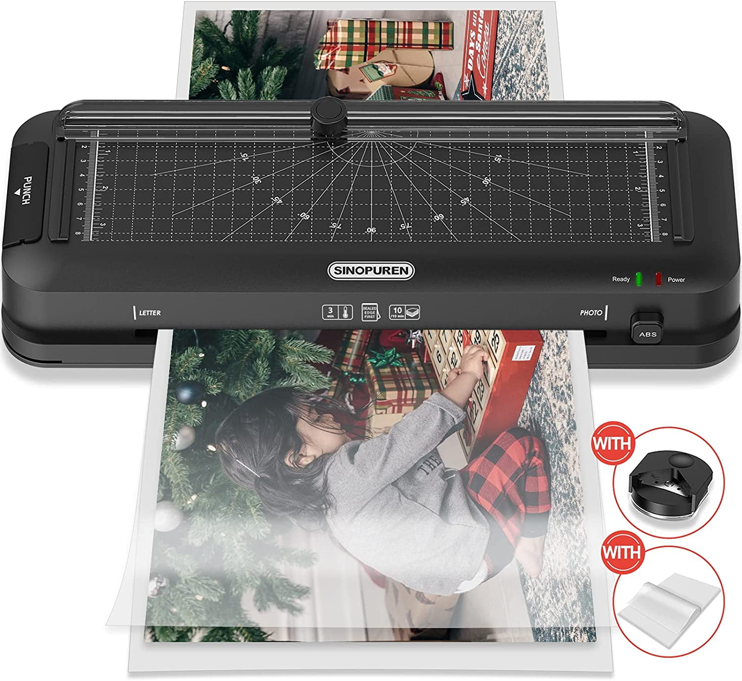 Laminator Machine, Sinopuren Thermal Laminator, Personal 3in1 Desktop A4 Laminating Machine