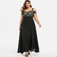 thumbnail image 2 of Women Plus Size Cold Shoulder Floral Lace Maxi Party Evening Camis Long Dress, 2 of 2