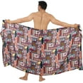 thumbnail image 2 of LA LEELA Men's Swimwear Beach Summer Pareo Long Sarong Wrap One Size Grey, Pineapple Vacation Holiday Aloha, 2 of 4