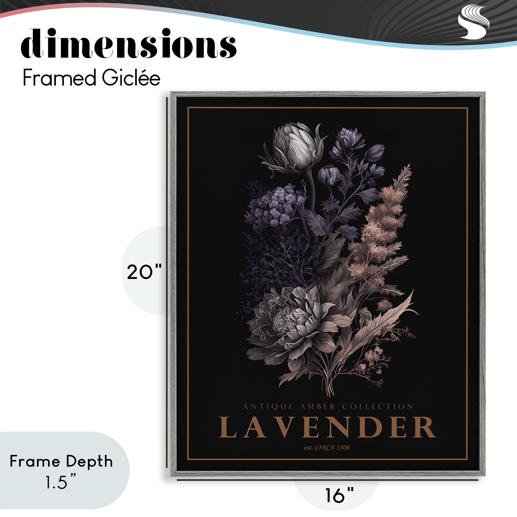 Stupell Industries Antique Lavender Bushel Gray Framed Giclee Art, design by Christopher Giampietro