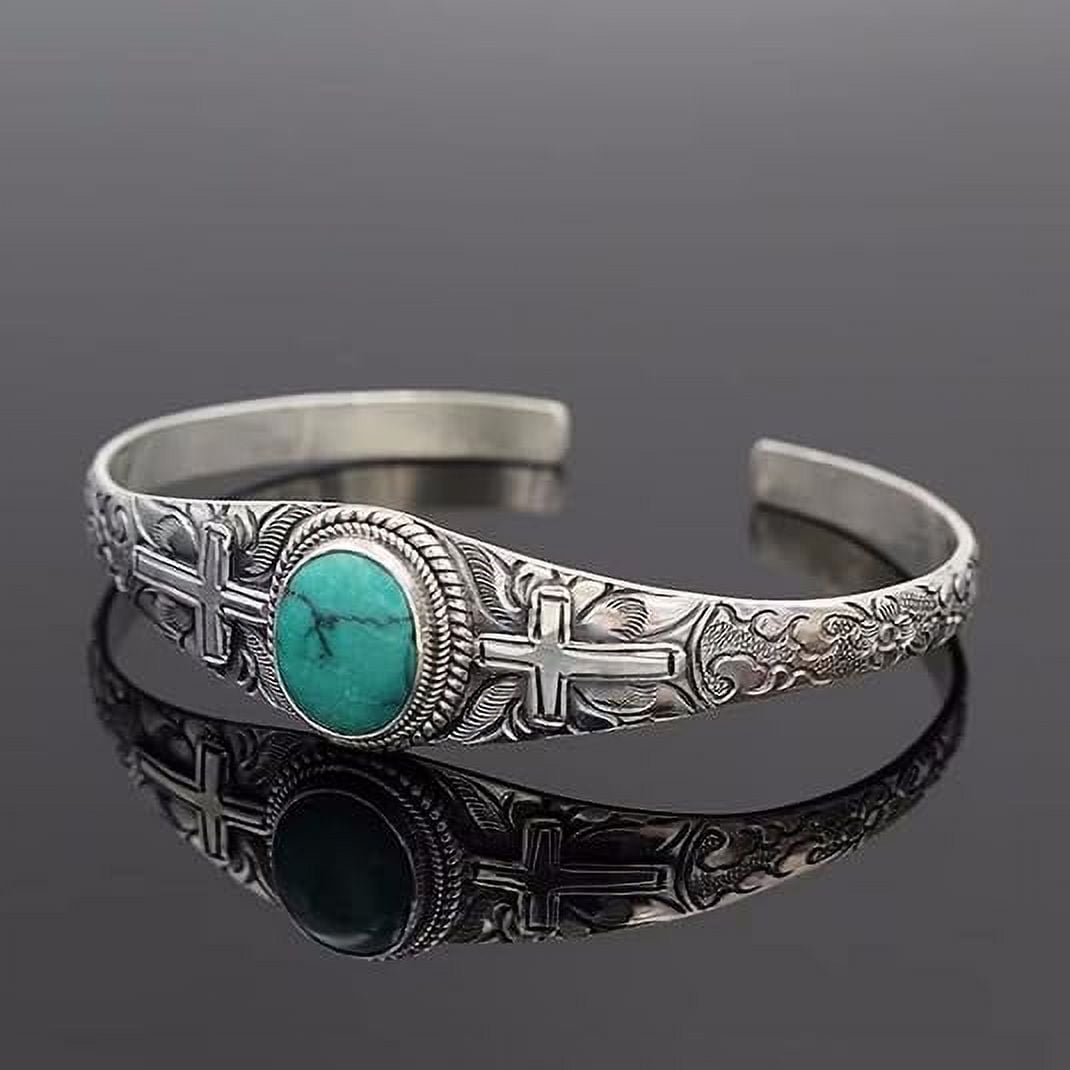Namzi Turquoise Bracelet Adjustable Turquoise Cuff Bracelets Turquoise Open Bangle Bracelet Western Bohemian Bangle for Jewelry Gift(05)