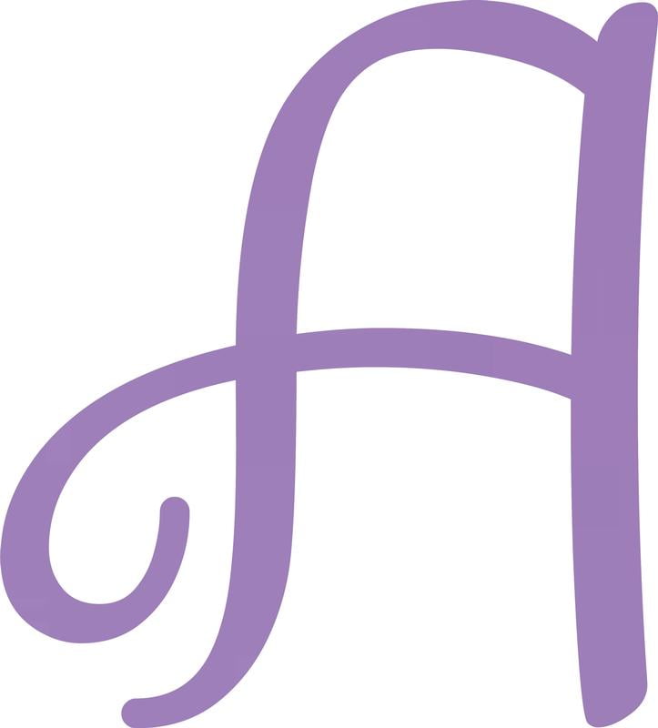 Acrylic Letter A Script, 3'' Tall Lavender Alphabet Craft, Color ...