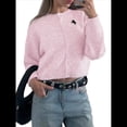 thumbnail image 1 of Cárdigan de Cuello Redondo con Botones para Mujer, Suéter de Punto de Larga, Ropa de Abrigo Rosa L, 1 of 8
