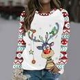 thumbnail image 1 of Chandails en Molleton de Noël pour Femmes, Col Rond, Mode Décontractée, Manches Longues, Imprimé de Noël, Blouse Surdimensionnée, en Solde, 1 of 4