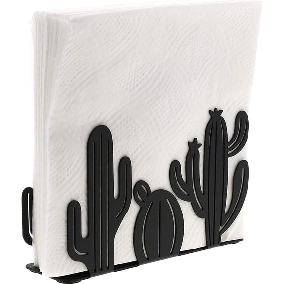 Servette Home Durable Napkin Holders for Tables Black Metal Cactus Design