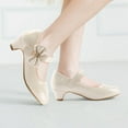 thumbnail image 4 of ADAMUMU Flower Girl dress Low Heels Flat Princess Ballet Dress Shoes Mary Janes for Party Wedding School Cream Size 13.5M little kid, 4 of 5