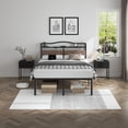 thumbnail image 6 of WANTAI Full Bed Frame - Storage Headboard with Charging Station & Galaxy Aurora Projector, 14 Inch Sturdy Metal Platform Bed Frame No Box Spring Needed, Easy Assembly, No Noise, Brown, 6 of 7
