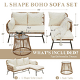 thumbnail image 5 of Bezseller 3 Piece Rattan Patio Set with L-Shaped Sofa & Coffee Table, Beige, 5 of 6