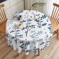 thumbnail image 3 of Farm Dark Blue Leaves Round Tablecloth 54 inches Country Style Plant Leaf Floral Rustic Waterproof Oil-Proof Table Cloth Round Table Cover for Holiday Party Picnic Dinner Decor Indoor and Outdoor Use, 3 of 9