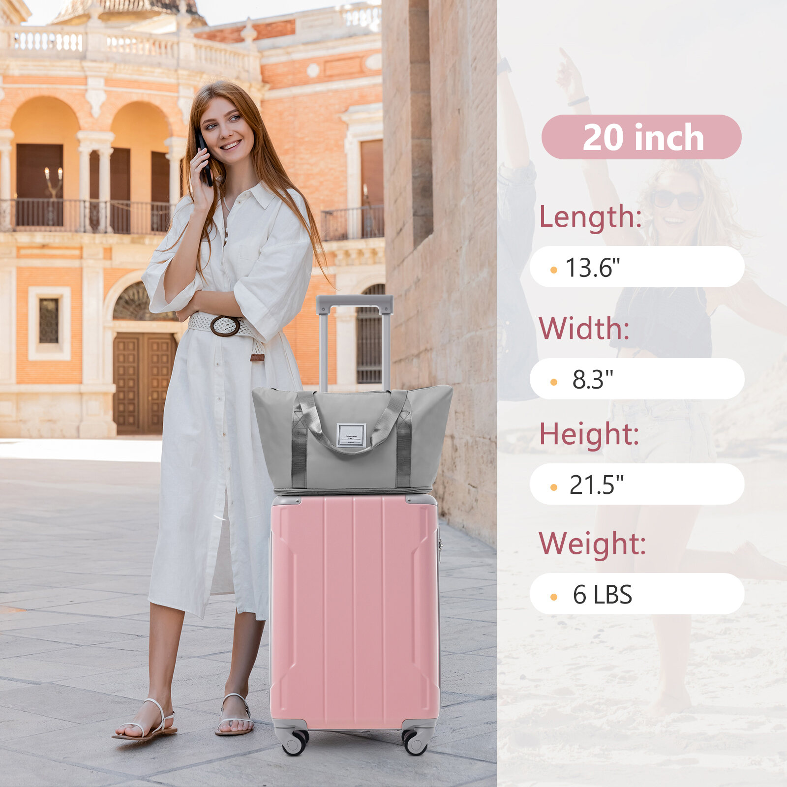Hardside Luggage 20 Inch Carry On Luggage Set 3 Piece with Spinner Wheels, Lightweight Hardshell ABS Suitcase for Weedend Getaways, Business Travel,Hardside Carry On Luggage