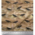 thumbnail image 2 of Soimoi Brown Poly Georgette Fabric Crow Bird Decor Fabric Printed BTY 42 Inch Wide, 2 of 3