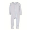 thumbnail image 2 of SXIMEE Bamboo Viscose Long Sleeve Pajamas For Unisex Baby, 2 Way Zipper with Mitten Cuffs, Non-Slip Sleepers, Sleep 'N Play, 2 of 8