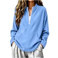 thumbnail image 2 of Lutiedan Oversized Sweatshirt for Women Half Zip Long Sleeve Corduroy Sweatshirt Fall Casual Pullover Shirts with Pocket S-XXL, 2 of 7