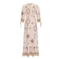 thumbnail image 5 of ibuvkizy Women Plus Size Dress,Womens Fashion Summer Dress,Bohemian Printed Long Dress V-neck Button Up Dress Short Sleeved V-neck Ankle Dress,Maxi Dress,Sun Dresses Maxi Dresses for Women 2025, 5 of 6