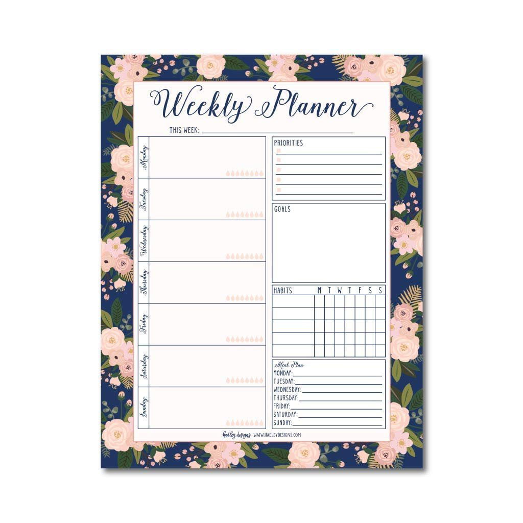 Grocery list, To do List Classic Notepad Personalized Notepad Floral