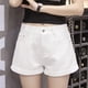 thumbnail image 4 of Pantalones cortos de mezclilla para mujer, pantalones calientes con dobladillo suelto de cintura alta de verano para mujer, primavera,, 4 of 5