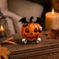 thumbnail image 5 of Indoor Halloween Decor, Halloween Table Decor, Halloween Skeleton Decorations, Jack O Lantern Decor, 4.5X4.5X4 Inch Resin Halloween Pumpkin Figurine with Mini Ghost and Halloween, 5 of 5