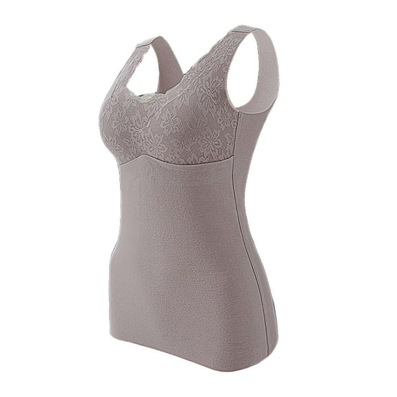 Thermal Tops for Women Thick Fleece Lined Tank Tops Cami Undershirt Slim Fit Warm Base Layer Vest