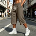 thumbnail image 2 of QIbmong Capri Sweatpants for Men Comfy Elastic Waist Drawstring Active Pants Breathable Summer Shorts with Pockets, 2 of 9