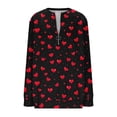 thumbnail image 4 of Yangnuo Womens Trendy Casual Valentine's Day Printed Half-Zip Blouses Tops Women's Loose Round-neck Sweatshirt, 4 of 5