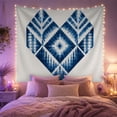 thumbnail image 2 of Geometric Heart with Shibori Diamonds on White Background, Dreamy Boho for Art Lovers, Japanese Inspired Textile Art, Housewarming Gift Tapestry Wall Hanging for Bedroom and Living Room, 2 of 7