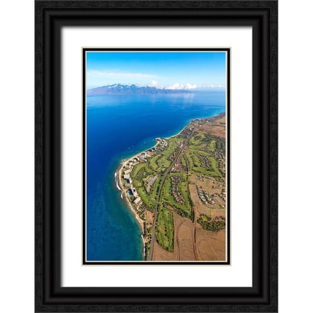 Peebles, Douglas 23x32 Black Ornate Wood Framed with Double Matting Museum Art Print Titled - Kaanapali-Maui-Hawaii