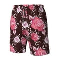 thumbnail image 2 of Yiaed Rose Flowers Print Men's Swim Trunks with Lining Quick Dry Sports Shorts Beach Shorts Boardshorts-Medium, 2 of 5