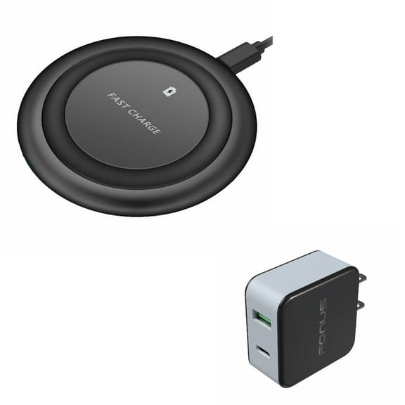 7.5W and 10W Fast Wireless Charger Charging Slim Pad w 36W 2-Port USB Home Wall Charger Quick Type-C [USB-C] Port P5N for Nokia 8, Lumia 930 920 1520 1020 - Razer Phone 2 - Samsung Galaxy S9 