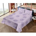 thumbnail image 4 of Ambesonne Emoji Art Fitted & Top Sheet Set with Sham, Faces Grungy Letters Back, Pale Mauve Pastel Purple, 4 of 5