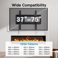 thumbnail image 3 of Pipishell Soporte de montaje en pared para TV inclinable con certificación UL de perfil bajo para la mayoría de televisores curvos planos de plasma LED LCD OLED de 37 a 75 pulgadas, soporte inclinable, 3 of 5