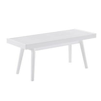 Roundhill Furniture Larwich Solid Wood Bench, Rectangle, New Zealand Pine, Modern, White