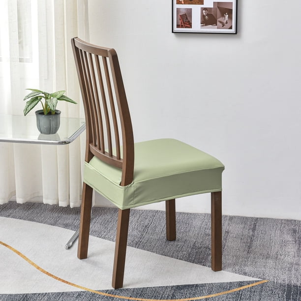 Nvzi fundas de asiento impermeables para sillas de comedor, fundas de asiento de silla de cuero sintético, funda protectora de silla de comedor extraíble y lavable (verde)