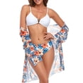 thumbnail image 5 of Women 3 Piece Beach Outfits Tropical High Waist Wrap Bikini Swimsuit with Beach Kimono Cover Ups Swimwear Set, 5 of 5