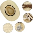 thumbnail image 4 of Women's Linen Sun Hat Wide Brim Panama Fedora Cap for Adults Summer Beach Vacation Cowgirl Hat with Seashell Rope Decor UV Protection Headwear Everyday Casual Apparel Accessory, 4 of 5