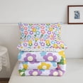 thumbnail image 5 of Homewish Romantic Floral Print Twin Comforter Sets,Rainbow Flowers Blossom Bedding Set,Purple,Polkadot Reversible,2pcs,1 Comforter and 1 Pillowcase, 5 of 7