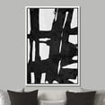 thumbnail image 3 of IDEA4WALL Framed Canvas Print Wall Art Bold Ink Stroke with Grid and Texture Abstract Brushstroke Illustrations Minimalism Expressive Black & White Art for Living Room, Bedroom, Office - White 24"x36", 3 of 5