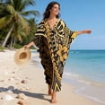 thumbnail image 3 of SEANATIVE Caftans for Women Beach Cover Up Swimsuit Coverups Swimwear Kaftan Dresses Long Caftans Plus Size Batwing Sleeve Swimsuit Coverup V Neck Summer Dress, Polynesia Floral Yellow Black, 3 of 7