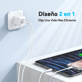 thumbnail image 3 of Cargador 20W Salida Dual y cable compatible BLOOSOM blanco, 3 of 4