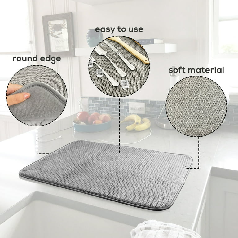 GNYRWOJH Super Absorbent Dish Drying Mats for Kitchen Counter 2  Pack,Microfiber Dishes Drainer Mats,Grey Dish Drying Pads(Grey) - Yahoo  Shopping