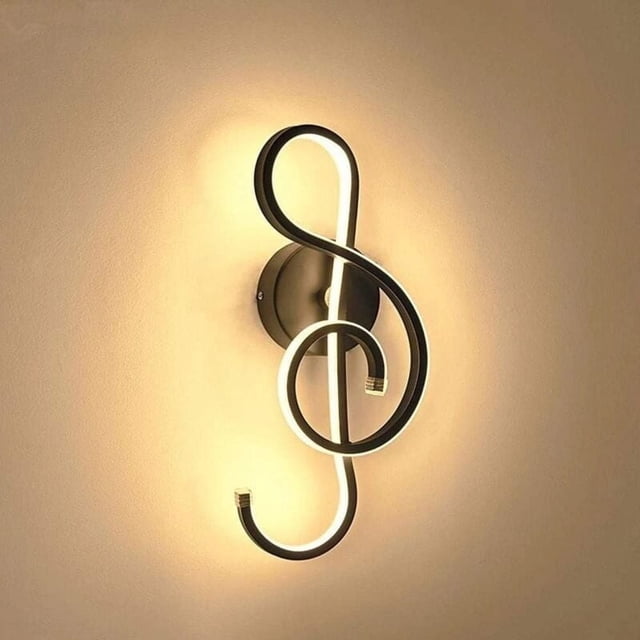 Aplique de pared LED para interiores, lámpara de pared de diseño simple y moderno, decoración artística creativa con forma de nota musical para una amplia aplicación en dormitorios, escaleras, salas