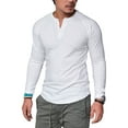 thumbnail image 3 of MAWCLOS Men Summer Tops Solid Color Blouse Plain T Shirts Basic Sport Long Sleeve T-shirt White S, 3 of 3